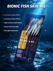 Bionic Fish Skin Colored Line String Hook, Luminous Fishing Rig For Night Fishing, Sea Fishing Lures Fishing Tackle - Multicolor - View 1