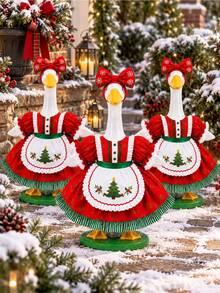 Christmas Porch Goose Set, Fits 23 Inch Statue, Christmas Goose Clothes & Decor, Suitable For Christmas Winter Porch, Garden Decoration And Celebration - Multicolor - View 5