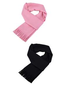 1pc/2pcs/3pcs Women's Autumn/Winter Solid Color Faux Cashmere Long Tassel Scarf, Soft Skin-Friendly Thickened Warm Oversized Shawl, Multi-Color Options, Outdoor Windproof Cold-Resistant Versatile Coat Neck Warmer - Multicolor - View 7