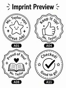 Personalized Teacher Stamp Self-Inking Custom Classroom Reward Stamp With Teacher's Name 12 Cute Styles Refillable Rubber Stamp For Grading Worksheets, Notebook Feedback School Supplies Size A 3.8x3.8cm Size B 4.2x4.2cm - Multicolor - View 4