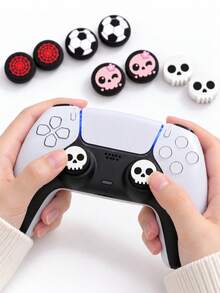 Jemdura Analog Joystick Caps For P4/P5, Xb-Ox And Switch Pro Controllers (2pcs) - Featuring Football, Skull And Spider Web Patterns, These Silicone Caps Are The Perfect Choice For Customizing Controllers And An Ideal Halloween Gift. - View 3