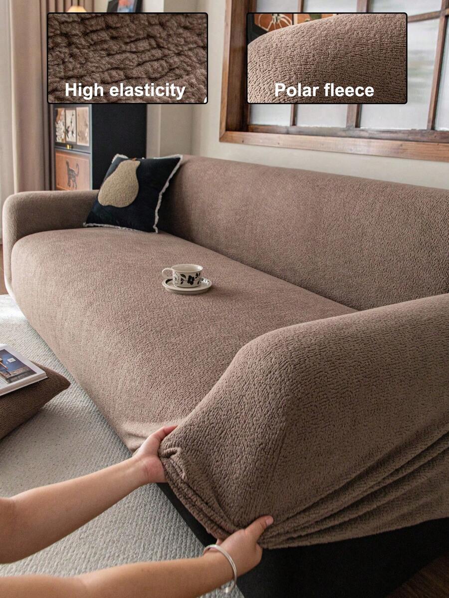 1pc 3D Sofa Cover, Multi-Functional Full Coverage Sofa Protector, Holiday Decorative Elastic One-Piece Sofa Slipcover, Suitable For 1/2/3/4 Seater Sofa - Khaki - View 1
