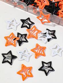 100/50/10pcs Girls Halloween Color Theme Five-Pointed Star BB Hair Clips, Hair Claw Clips, Hair Clips, Bangs Hair Accessories, Daily Use, Gift - Multicolor - View 2