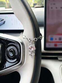 Creative Silver Cute Cat Car Steering Wheel Decorative Chain, Personalized Car Interior Decoration Chain Pendant - A - View 7