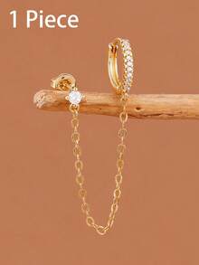 1 Piece 18K Gold Plated Chain Dangle Drop Earrings And Zirconia Pendant Hoop Earring For Women Vacation Party Jewelry Accessories - Chain Earrings 1PC - View 17