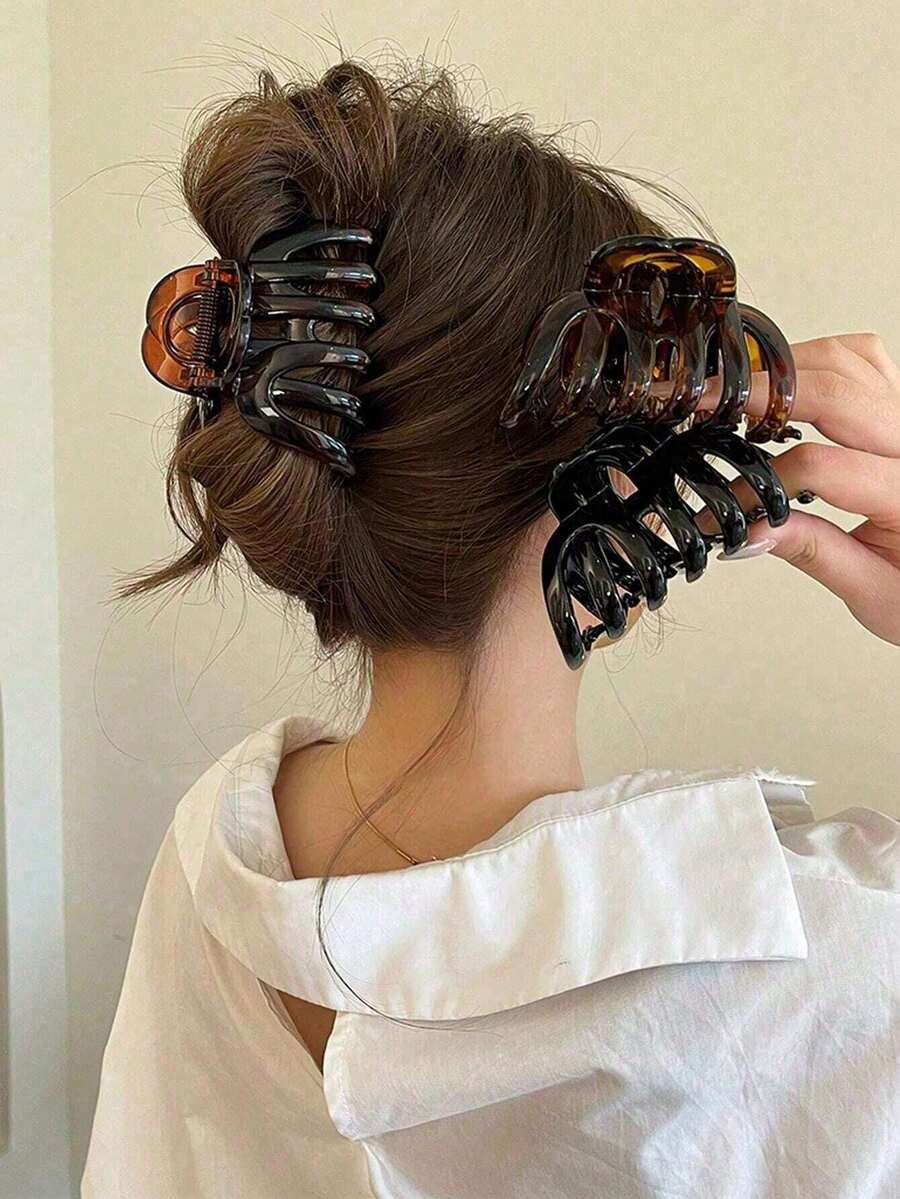 1 Pc/Set Of 9.5cm Plastic Big Claw Hair Claw, High-End Feel, Suitable For Hairstyle, Commuting, Clothing Collocation - A - View 1