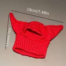 Pet Large Ear Knitted Snood Hat, Red Yarn Head Cover For Medium To Large Dogs, Dog Photo Prop Holiday Costume - Yellow - View 2