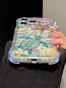 手機殼：彩色海龜、海星、花朵透明手機殼，四角氣囊防震保護殼，夏季海灘風輕薄保護殼，適用於 iPhone 18 Pro Max/18 Pro/17 Pro Max/17 Pro/17 Air/17/16 Pro Max/16/15 Pro Max/15/14/13/12/11 - 透明4 - 查看 4