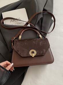2026 Autumn/Winter New Solid Color Fashion Minimalist Elegant Shoulder Bag Crossbody Bag Popular Textured Handheld Small Square Bag Women's Bag Suitable For Commuting Shopping And Travel - Coffee Brown - View 4