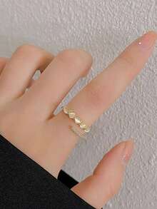 1pc Minimalist Cubic Zirconia Cat Eye Imitation Copper Alloy Open Ring, Suitable For Women's Casual And Party Wear - Silver - View 2