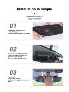 Car Wide View Anti-Glare Rearview Mirror, Wide Angle Curved Rearview Mirror, Reduces Blind Spots For Reversing, Interior Car Rearview Mirror - A - View 7