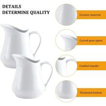 Set Of 4 White Ceramic Mini Milk Jugs With Handles, 80 Ml Capacity Each, Suitable For Coffee, Milk, Juice And Sauce Serving At Home And Kitchen. - White - View 5