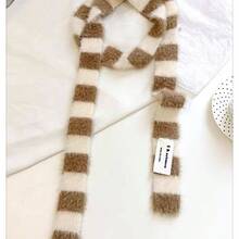 1pc Cute Striped Pattern Doll Style Small Scarf, Spring/Autumn/Winter Fashion Thin Bow Tie Warm Ribbon - Multicolor - View 13