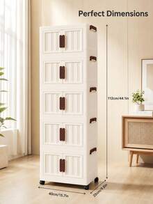 40cm/15.8in Wide 5-Tier Detachable Foldable Storage Box, Wardrobe Organizer/Bedroom Closet/Portable Wardrobe, No Assembly Required, Stackable Storage For Clothes/Toys/Books/Snacks/Miscellaneous Items, Living Room/Bedroom/Kitchen Plastic Storage Cabinet - Multicolor - View 6