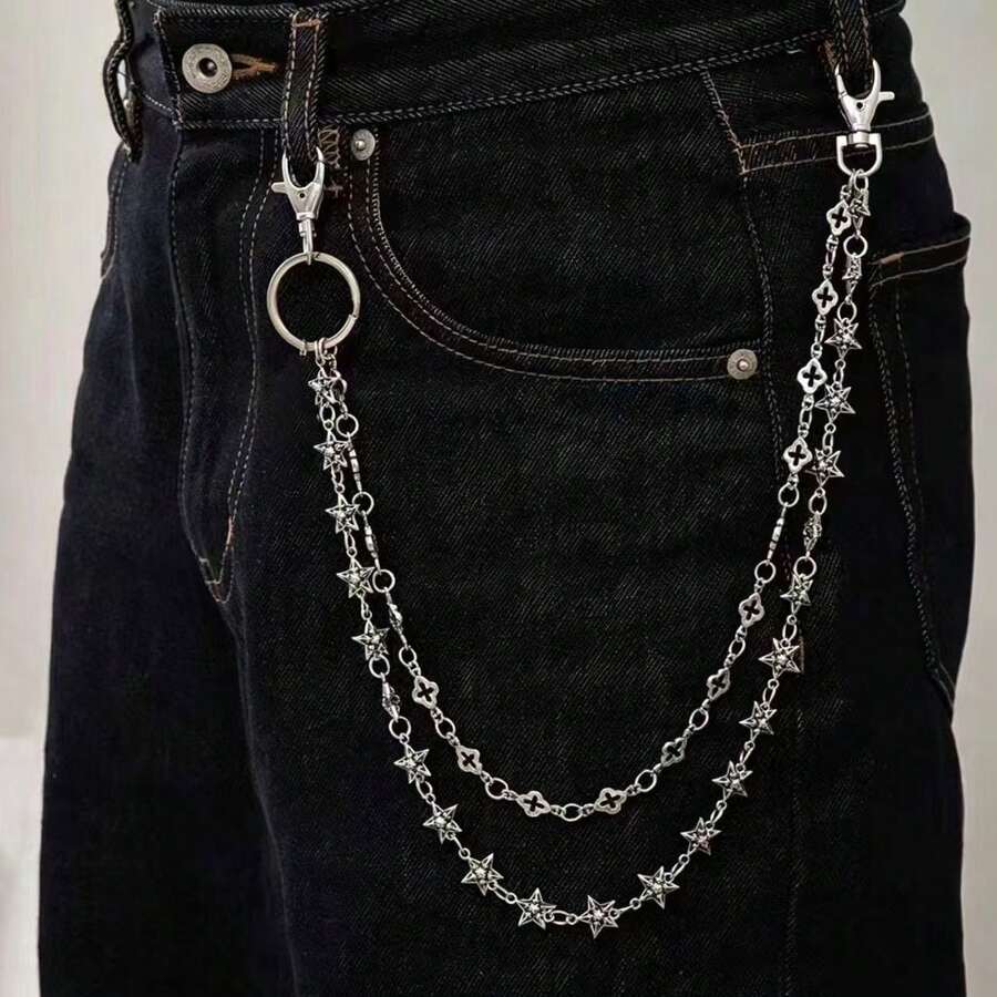 1pc Punk Hip Hop Unisex Waist Chain Pocket Chain Keychain Wallet Chain Luxury Accessory Holiday Gift Multi-Layer Key Chain Punk Pants Chain Motorcycle Riding Jeans Accessory - Multicolor - View 1