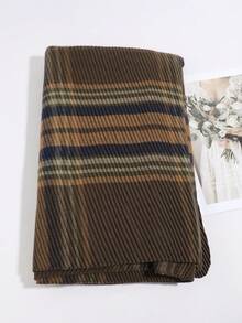 1PC Men's Fashion Linen Plaid Crinkled Scarf, Versatile Neck Warmer Suitable For Daily Casual Wear - Multicolor - View 19
