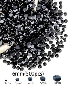 2mm-6mm 树脂水钻、平底钻石、未加热黑水晶钻石，适用于 DIY 工艺品、杯子、瓶子、玻璃杯、服装、散装闪光水晶石、工艺装饰 - 黑色 - 查看 10