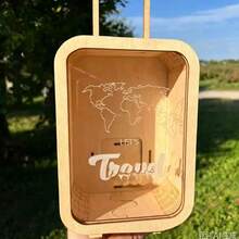 1pc Wooden Suitcase Coin Bank Adventure Travel Home Decor Box Savings Jar Birthday Gift - View 4