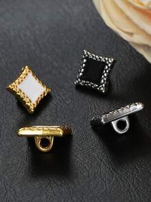 10pcs Black White Enamel Square Sew-On Buttons, Luxury Alloy Hand Sew Buttons For Jacket, Formal Suit DIY Accessories - Multicolor - View 7