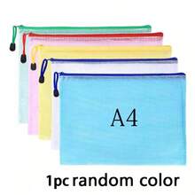 12 X A4 Zip Document Pouches, PVC Transparent Document Folder, Waterproof Plastic Zip Bag, Mesh Zipper Pouch For Travel, Supplies, Office, 5 Colours - Multicolor - View 10