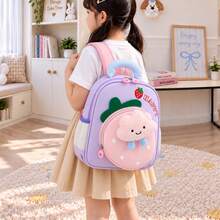 Ransel Anak Perempuan Model Baru, Segar dan Modis dengan Kombinasi Warna yang Menarik dan Motif Stroberi Lucu, Kapasitas Besar, Ringan dan Sederhana, Motif Kartun - MultiWarna - View 11