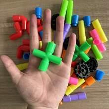 STEM Learning | Colorful ABS Pipe Building Block Set For Young People - Creative Building Toys, Ideal Holiday And Birthday Gifts - Multicolor - View 5