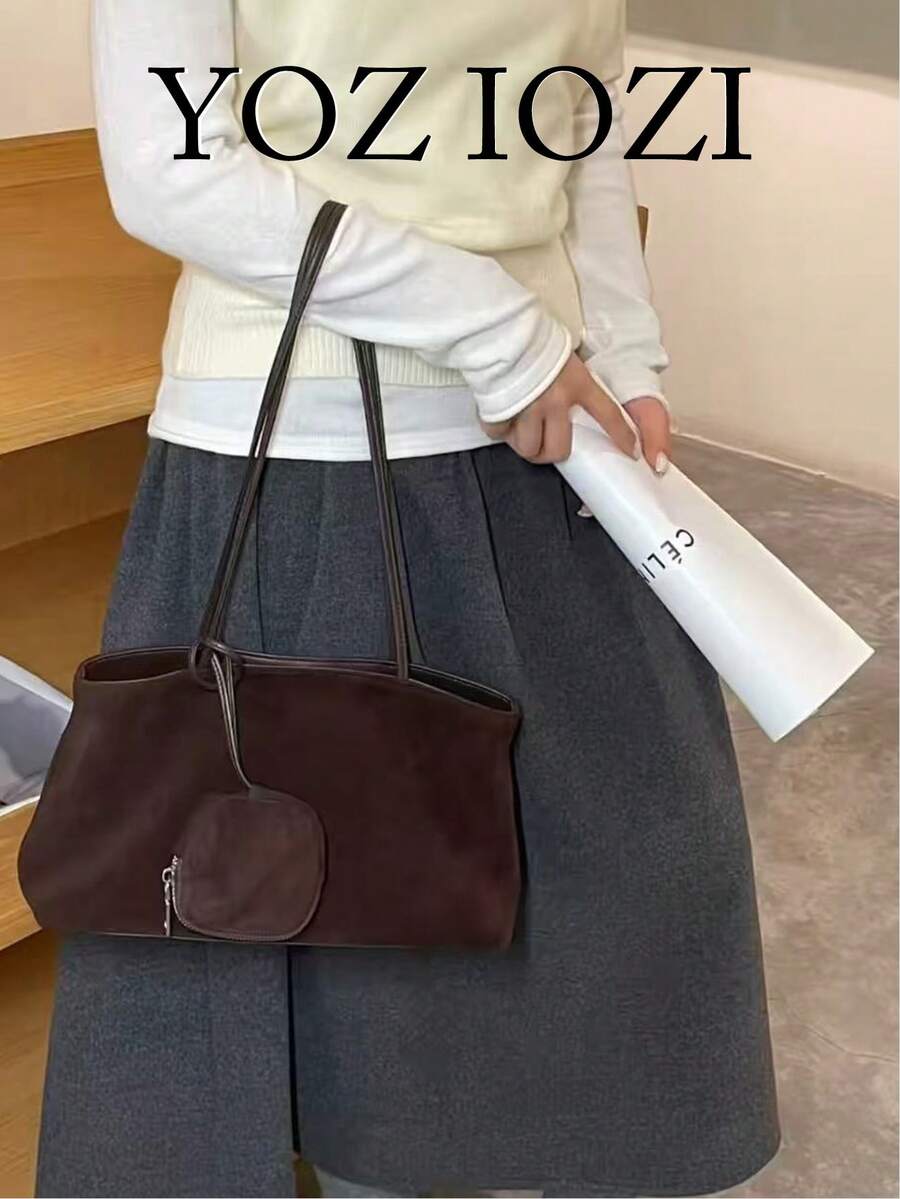 韓式小眾設計腋下肩背包,百搭時尚溫柔夏季女款托特肩背包 - 棕色 - 查看 1