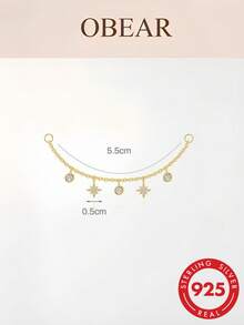 S925 Sterling Silver Tassel Zirconia Pendant, Versatile DIY Pierced Ear Studs, Necklace And Bracelet Accessories - Gold - View 10