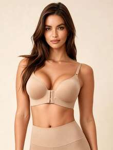 Lilivine Women's Seamless Backless Bra: Sexy Summer Bridal Lingerie, Adjustable Straps, Low-Back, Breathable Comfy Formal Camisole. - Apricot - View 1