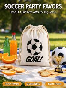 Cartoon Soccer GOAL Drawstring Bag, Fashionable Sports Storage Bag, Portable Outdoor Training Small Cloth Bag, Soccer Theme Gift Bag, Student PE Class Equipment Storage Bag. Fun Q-Version Soccer Print Design, Energetic Style, Drawstring Closure Design For Easy Access, Conveniently Store Shoes, Wristbands, Towels, Small Items - Drawstring Bag - View 11