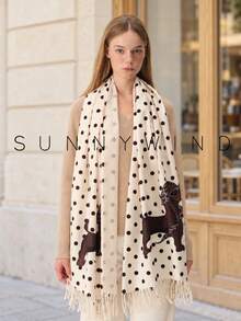 1pc Women's Animal Cat Dog Sweet Fashion Cute Preppy Style Casual Versatile Polyester Scarf For All Seasons Daily Use - Beige - View 1