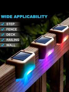 8pcs/4pcs LED Solar Fence Step Lights, All-Weather Waterproof Outdoor Solar Patio Stair Lights, Light-Sensing Automatic Solar Landscape Lights For Yard, Patio, Walkway, Christmas, Holiday Outdoor Decoration - Multicolor - View 4