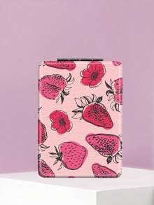 1PC Ins Fruit Series Portable Vanity Mirror, Foldable Lightweight Ultra-Thin Convenient Hand Mirror, PU Leather, Suitable For Multiple Scenarios And All People, Rectangular Mirror, Pocket Mirror, Fresh Cartoon Strawberry Pattern Design, Exquisite And Delicate, Easy To Carry, Handheld Makeup Mirror, 180° Flip Cover, Multi-Functional Mini Mirror, Compact Mirror, Mirrors - Multicolor - View 8
