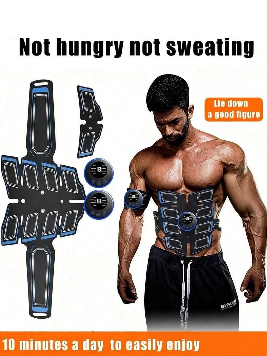 AXH USB Rechargeable Abdominal Trainer Portable Abdominal Massager Electronic Training Belt Fitness Equipment - Black - View 1