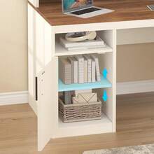 65-Inch Computer Desk With 3 Drawers And Printer Shelf - Antique White - View 6