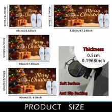 1pc Kitchen Floor Mat, Soft Faux Cashmere Material, Christmas Style Non-Slip Floor Mat, Kitchen Bedroom Doorway Entrance Mat, Bathroom Entryway Mat, Snowflake Christmas Tree Bell Pattern Mat, Suitable For Multiple Scenes Non-Slip Floor Mat, Room Decor, Holiday Gift - Multicolor - View 8