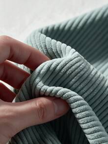 1pc Thick Vertical Ribbed Corduroy Fabric, Soft Ribbed Corduroy, DIY Handmade Fabric For Autumn/Winter Clothing Collar And Cuff - Grey Crocodile Green - View 1