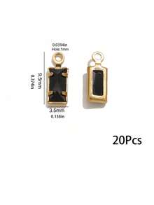 20pcs Stainless Steel Heart, Water Drop, Rectangle Satellite Stone Pendants, DIY Necklace And Bracelet Making Accessories - Golden 1 - View 8