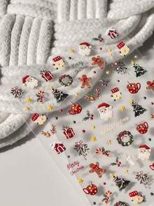 1 Retro Self-Adhesive Gilded Christmas Nail Art Luxury Sticker, Cute Korean Gentle Girl Christmas Nail Charm Sticker, Nail Art Decoration Sticker - Multicolor - View 5
