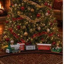 Christmas Toy Train 4-Car Electric Train With Sounds And Elevated Bridge - Red - View 7