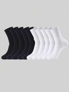 1/5/10 Pairs Unisex Comfortable Sports Socks, Suitable For Daily Casual Wear, Soft And Lightweight, Suitable For Autumn/Winter - Multicolor - View 9