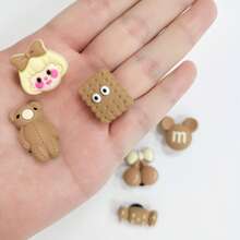 6PCS Chocolate Girl Decorative Shoe Buttons, Cute Teen Style, DIY Custom Accessories For Daily Wear - Multicolor - View 4
