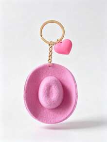 1pc Vintage Western Cowboy Style Mini Hat Keychain, Playful Heart Decor Creative Gift American Student Bag Charm, Couple Pendant - Multicolor - View 13