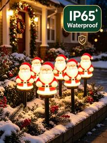 Solar Santa Claus Pathway Lights, IP65 Waterproof Stake Lights With 8 Lighting Modes, Auto On At Dusk, 8H Working Time, Outdoor Ground Lights For Yard Garden Walkway Driveway Christmas Decorations - Multicolor - View 9