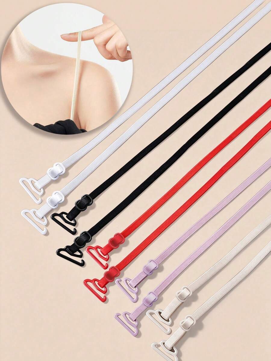 1Pair/2pcs Adjustable Thin Fabric Bra Shoulder Straps With Iron Buckle, Removable Replacement Bra Straps, Extra Long Spaghetti Strap Lingerie Accessories, Cross Bra Straps, Invisible Lift Bra Straps, Suitable For Wedding, Date, Party, Daily