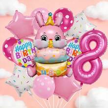 Pink Rabbit Balloon Set, Includes Rabbit Foil Balloon, Rose Red Number Foil Balloon, Star Foil Balloon And Printed Latex Balloon, Suitable As A Surprise Gift For Son Or Daughter, Also Suitable For Rabbit Theme Birthday Party Decoration - View 11