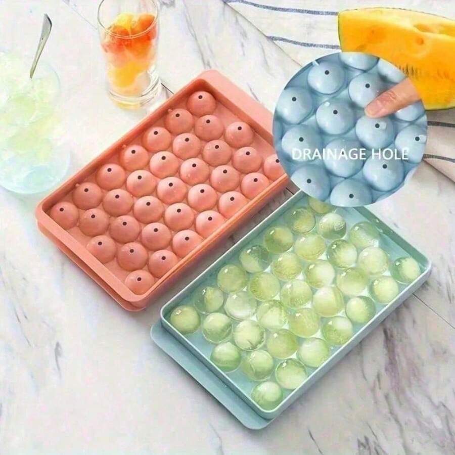 1 个随机尺寸带盖冰格（小/中/大），冰箱冰格模具，迷你圆形冰球制作模具，适合茶、咖啡