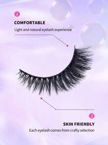 1 Set New 7 Pairs D-Curl Russian Volume Natural Fluffy False Eyelashes, Classic Cat Eye Mink Hair False Eyelashes, Cross Fine Dense 5D False Eyelashes, Soft Natural Makeup Look Eyelash Extensions For Makeup, Create Natural Makeup Look - Multicolor - View 5