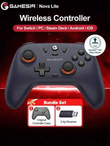 GameSir Nova Lite Gamepad For PC Compatible With Switch 2/1 Steam Android IOS Mobile Phone Windows With Original Controller Protective Case Hall Effect Joysticks Wireless Gaming Controle 2 Rumble Vibration Motors Turbo Function - Dark Purple - View 2