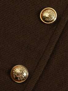 DONICY Women's Elegant Fall Asymmetrical Button Knit Top, Ribbed Stretch Long Sleeve Irregular Hem Fitted Blouse - Coffee Brown - View 4